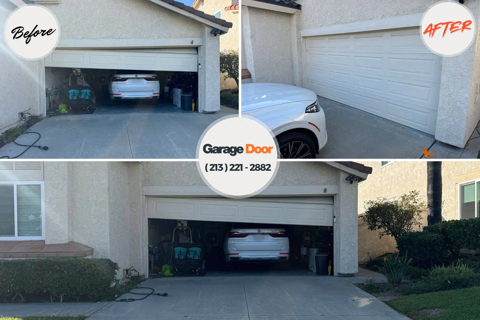 Before and after: garage door opener repair Urbana, IA